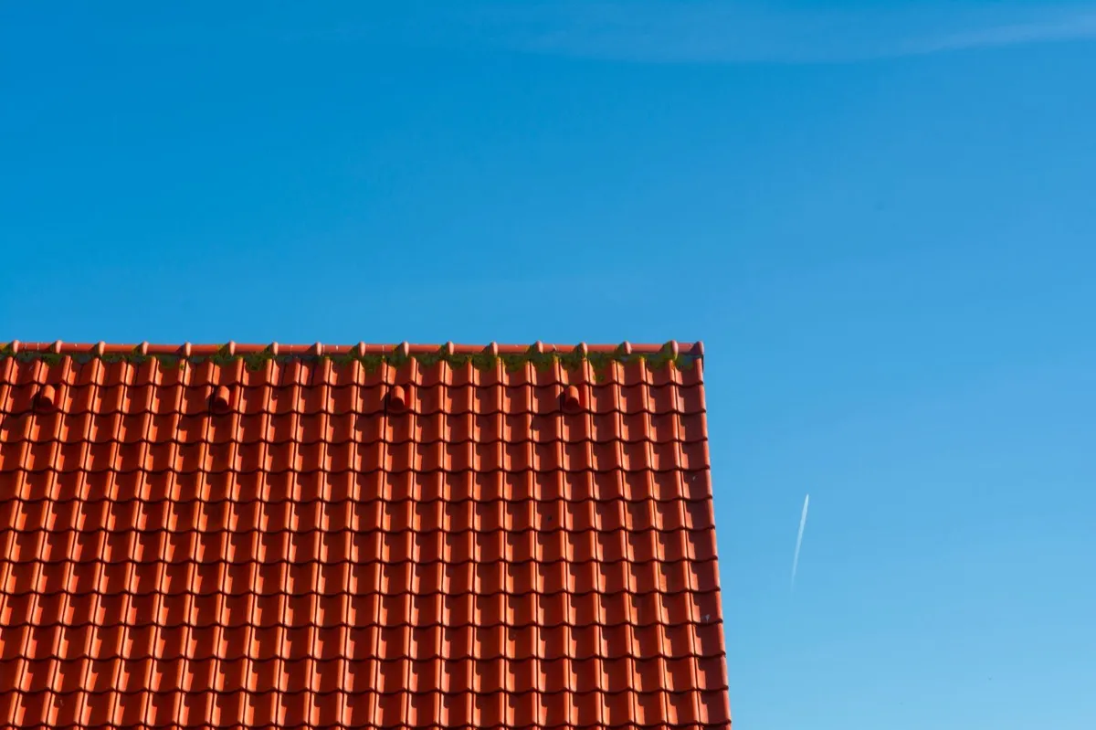 Tile roof gable in full sun, the kind of exposure that sets roof life in Rock Hill, SC